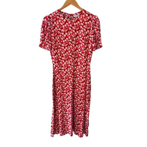 Reformation Andre Floral Crepe Midi Dress in Nina Red‎ Size 6 - Picture 2 of 9